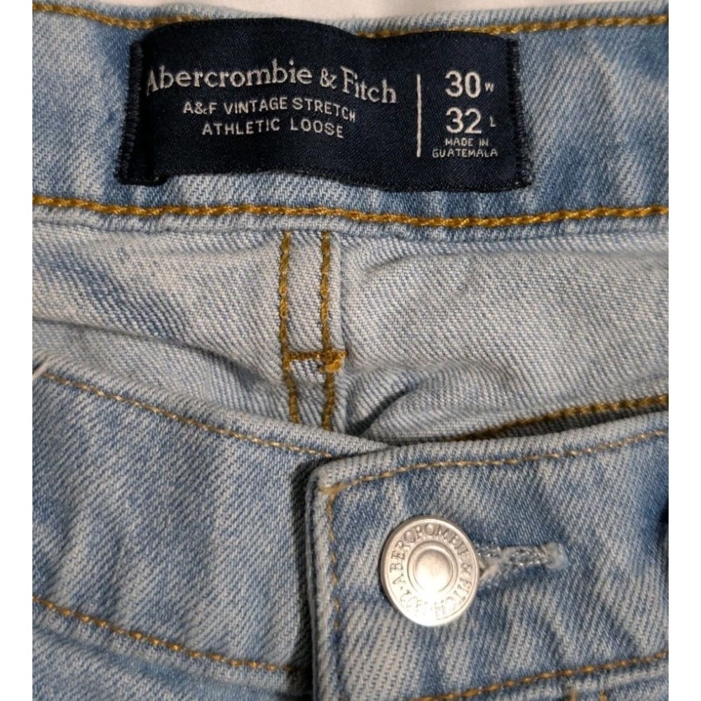 Abercrombie & Fitch Athletic Loose Jeans Mens 30x32 Light Wash Stretch Denim - Picture 4 of 8